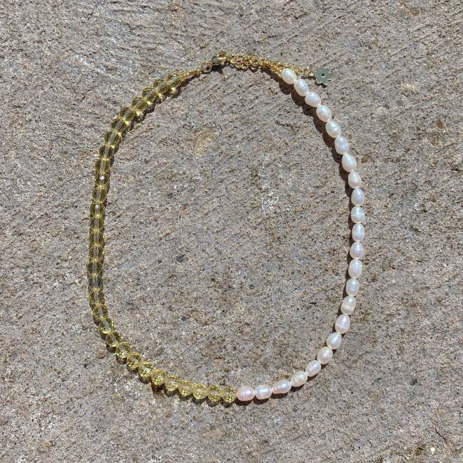 biserni nakit i swarovski ogrlica svijetložuta Senso 2R4P578